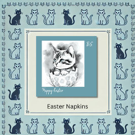 grillige paaskat in bloemeneierschaal servet