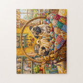 Grillige Paasmand Mops Hond Illustratie Legpuzzel (Verticaal)