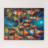 Grillige paddendorp bij nacht legpuzzel (Horizontaal)