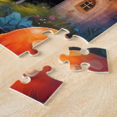 Grillige paddendorp bij nacht legpuzzel (Zijkant)