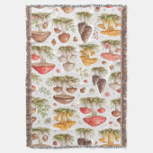 Grillige Paddenstoel Patroon – Vintage Botanisch Deken (Voorkant Verticaal)