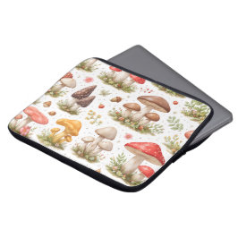 Grillige Paddenstoel Patroon – Vintage Botanisch Laptop Sleeve