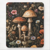 Grillige Paddenstoelen en Wilde Bloemen Botanisch Muismat (Voorkant)