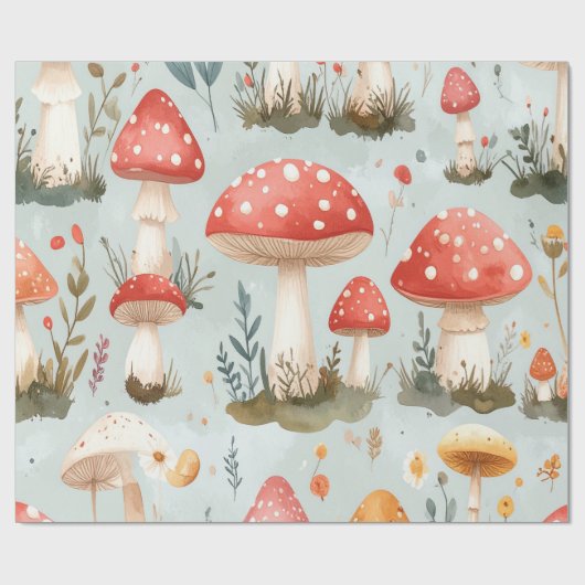 Grillige Paddenstoelen Inpakpapier (Vlak)