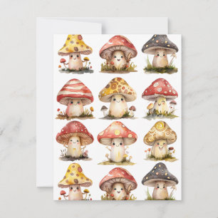 Grillige Paddestoelen Feestdagenkaart