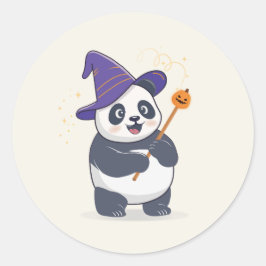 Grillige Pandatovenaar met Magische Hoed Ronde Sticker