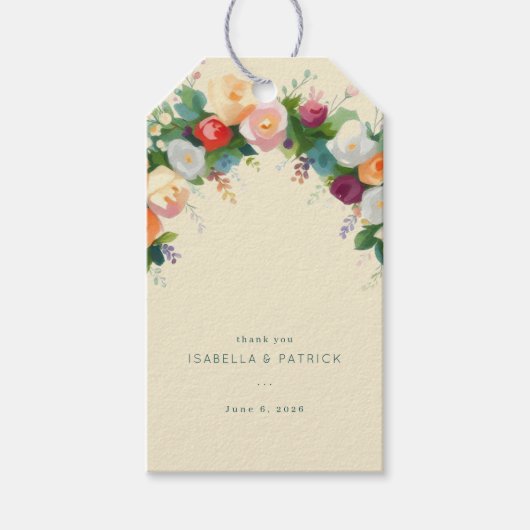 Grillige Pastel Bloemboog Cadeaulabel (Voorkant)