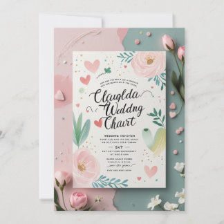 grillige pastel bruiloft uitnodiging