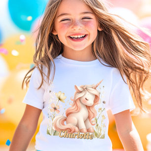 Grillige pastel eenhoorn wilde bloem t-shirt