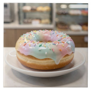 Grillige Pastel Glas Glazuur Donut   Tegeltje
