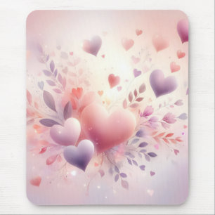 Grillige Pastel Harten Romantische Bloemige Liefde Muismat