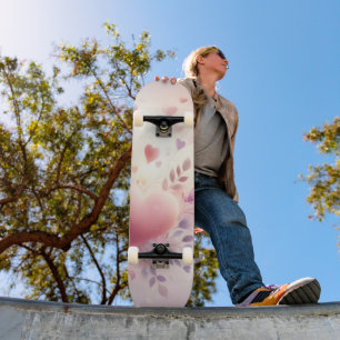 Grillige Pastel Harten Romantische Bloemige Liefde Persoonlijk Skateboard