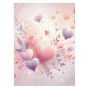 Grillige Pastel Harten Romantische Bloemige Liefde Tafelkleed