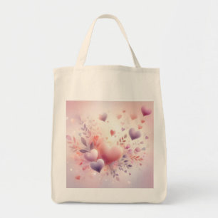 Grillige Pastel Harten Romantische Bloemige Liefde Tote Bag