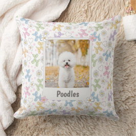 Grillige Pastel Hondenfoto Poodle Worp Kussen