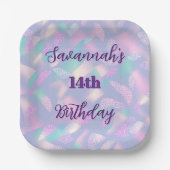 grillige pastel iriserende verjaardag viering papieren bordje (Voorkant)