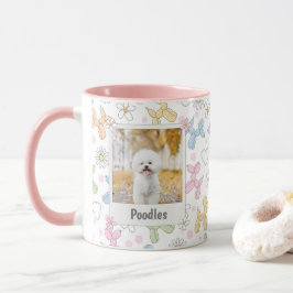Grillige Pastel Kleuren Foto Poodle Worp Kussen Mok