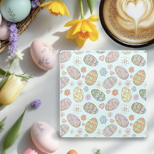 Grillige Pastel Malse Pasen Eieren Bloem Motief Glazen Onderzetter