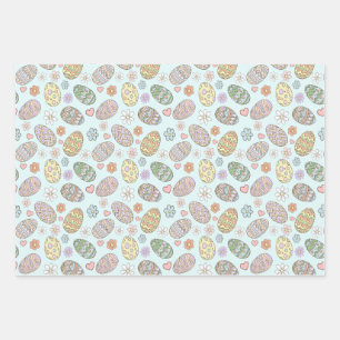 Grillige Pastel Malse Pasen Eieren Bloem Motief Inpakpapier Vel