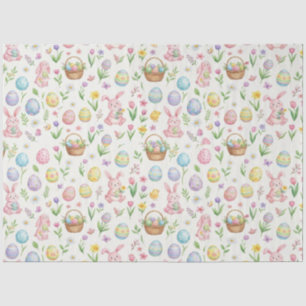 Grillige Pastel Paashaas & Bloempatroon Tissuepapier