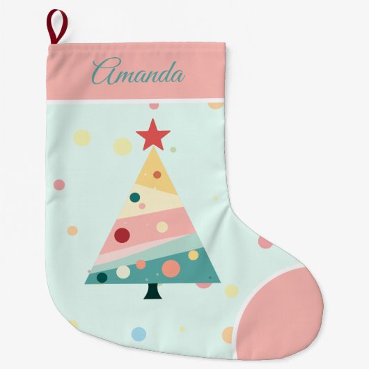grillige pastel polka dot grote kerstsok (Voorkant)