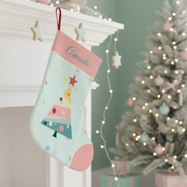 grillige pastel polka dot grote kerstsok