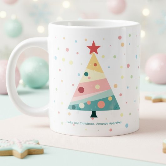 grillige pastel polka dot kerstboom grote koffiekop