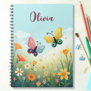 Grillige Pastel Vlindertuin Notitieboek