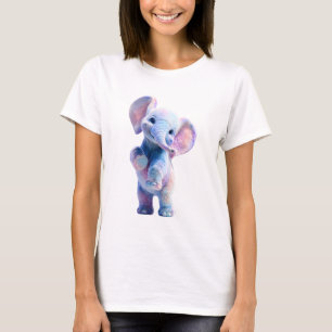 Grillige Pastel Waterverf Baby Olifant Vrouwen T-shirt