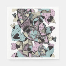 Grillige Pastel Zentangle Harten Patroon Vierkant