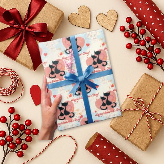 grillige pastelkat Valentijn Cadeaupapier