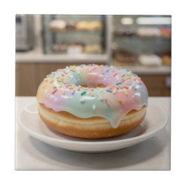 Grillige Pastelkleurige Glasglazuur Donut   Tegeltje