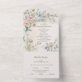 Grillige Pastelkleurige Wilde Bloemen Bruiloft All In One Uitnodiging (Binnen)