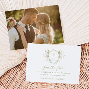 Grillige Pastelkleurige Wilde Bloemen Wapen Huweli Save The Date