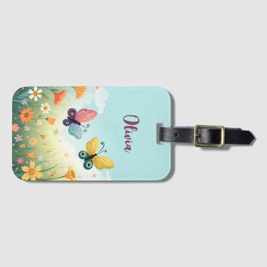 grillige pastelvlindertuin bagagelabel (Voorkant (horizontaal))