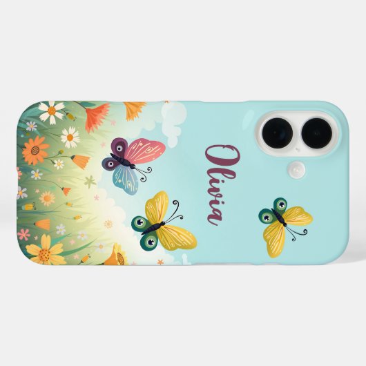grillige pastelvlindertuin Case-Mate iPhone case (Achterkant (horizontaal))