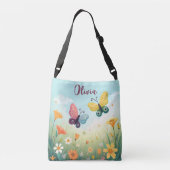 grillige pastelvlindertuin crossbody tas (Achterkant)