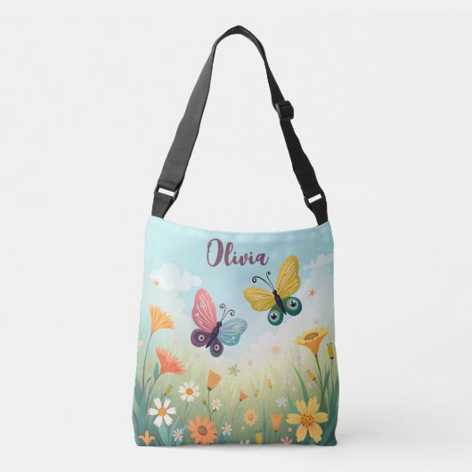 grillige pastelvlindertuin crossbody tas (Voorkant)
