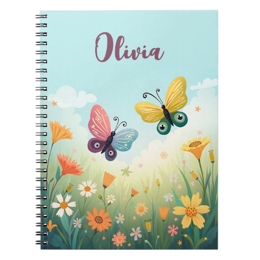 grillige pastelvlindertuin notitieboek (Voorkant)