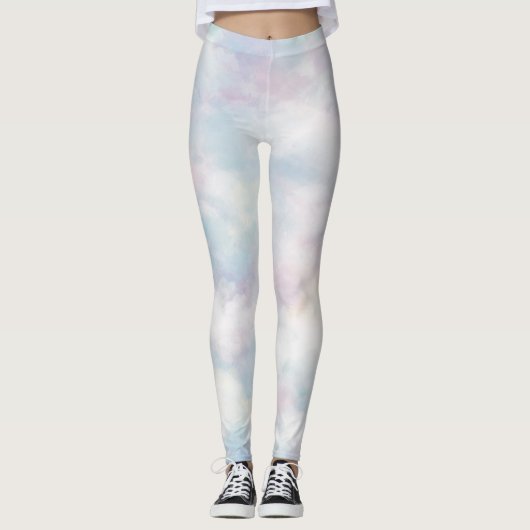 grillige pastelwolken leggings (Voorkant)