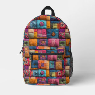 Grillige Patchwork Dekbed Patroon: Kleurrijk Ontwe Bedrukte Rugzak