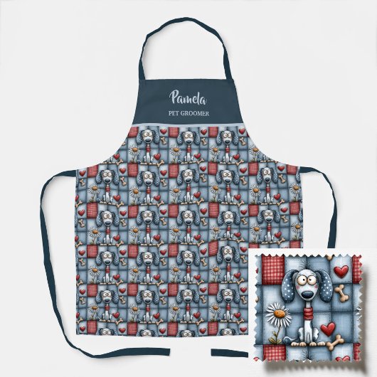 Grillige Patchwork Hond Patroon Huisdierverzorger Schort