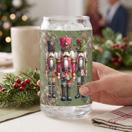 Grillige Patchwork Kerst Notenkraker Trio Blikvorm Glas