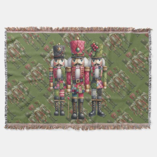 Grillige Patchwork Kerst Notenkraker Trio Deken (Voorkant)