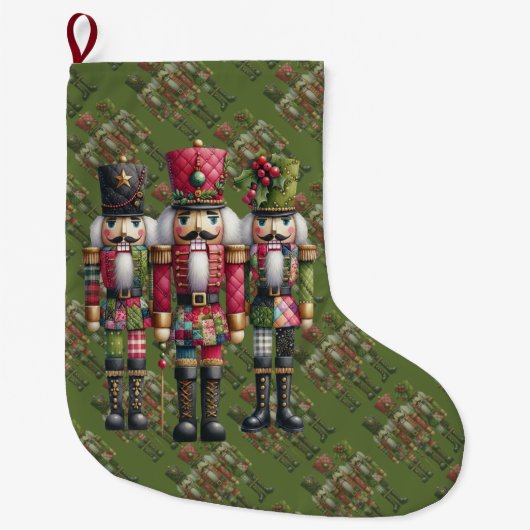 Grillige Patchwork Kerst Notenkraker Trio Grote Kerstsok (Voorkant)