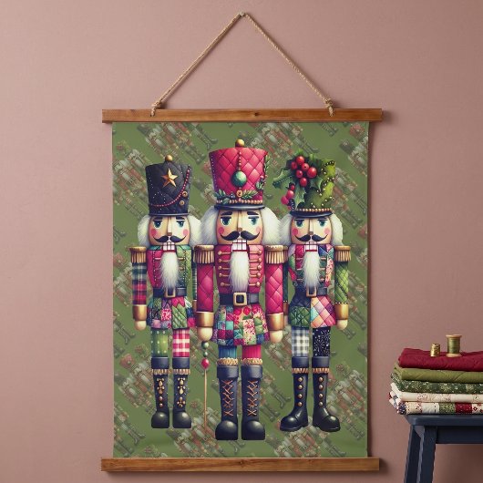 Grillige Patchwork Kerst Notenkraker Trio Hangend Wandkleed