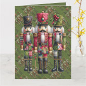 Grillige Patchwork Kerst Notenkraker Trio Kaart (Gele Bloem)