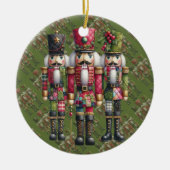 Grillige Patchwork Kerst Notenkraker Trio Keramisch Ornament (Voorkant)