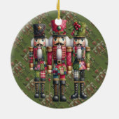 Grillige Patchwork Kerst Notenkraker Trio Keramisch Ornament (Achterkant)