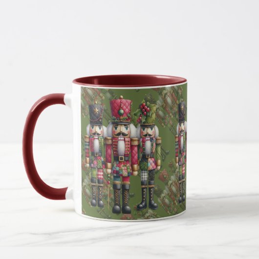 Grillige Patchwork Kerst Notenkraker Trio Mok (Links)